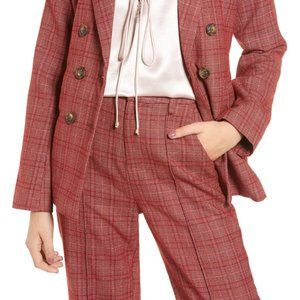 red plaid high waisted pants